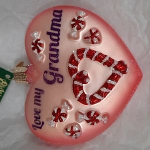 Grandma Heart Love Mimi Nana Old World Christmas Glass Ornament Keepsake Retired